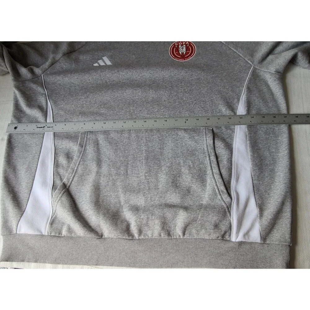 Adidas COPA Futbol Club Hoodie Mens XL Gray Soccer Football 3 Stripes Pullover